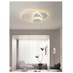 PLAFONIERA LUCE NATURALE LED CERCHI 38W LAMPADARIO SOFFITTO BIANCO MODERNO 50019