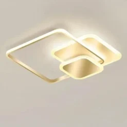 PLAFONIERA LUCE NATURALE LED QUADRATA 50W LAMPADARIO A SOFFITTO ORO MODERNO 50071