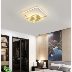 PLAFONIERA LUCE NATURALE LED QUADRATA 50W LAMPADARIO A SOFFITTO ORO MODERNO 50071