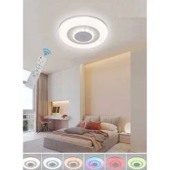 PLAFONIERA SOFFITTO LUCE LED RGB BLUETOOTH CASSA TELECOMANDO DIMMERABILE C44-RGB-O