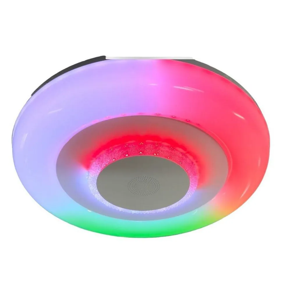 PLAFONIERA SOFFITTO LUCE LED RGB BLUETOOTH CASSA TELECOMANDO DIMMERABILE C44-RGB-O