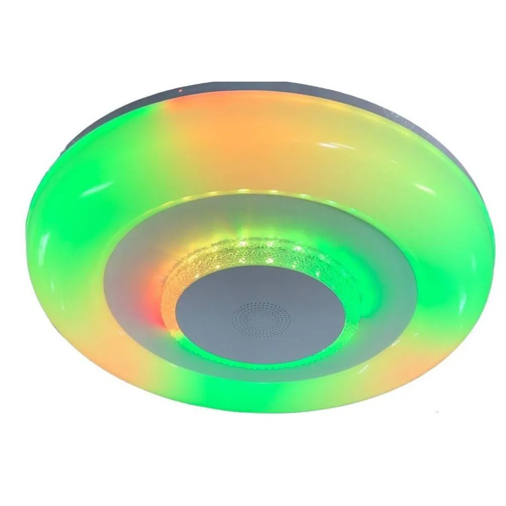 PLAFONIERA SOFFITTO LUCE LED RGB BLUETOOTH CASSA TELECOMANDO DIMMERABILE C44-RGB-O