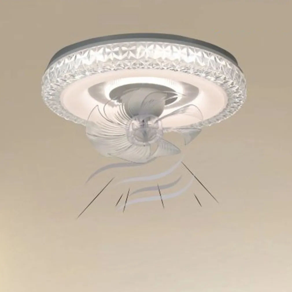 PLAFONIERA SOFFITTO TONDA CRISTALLI VENTOLA LAMPADA VENTILATORE LUCE 3200K-6500K 33238