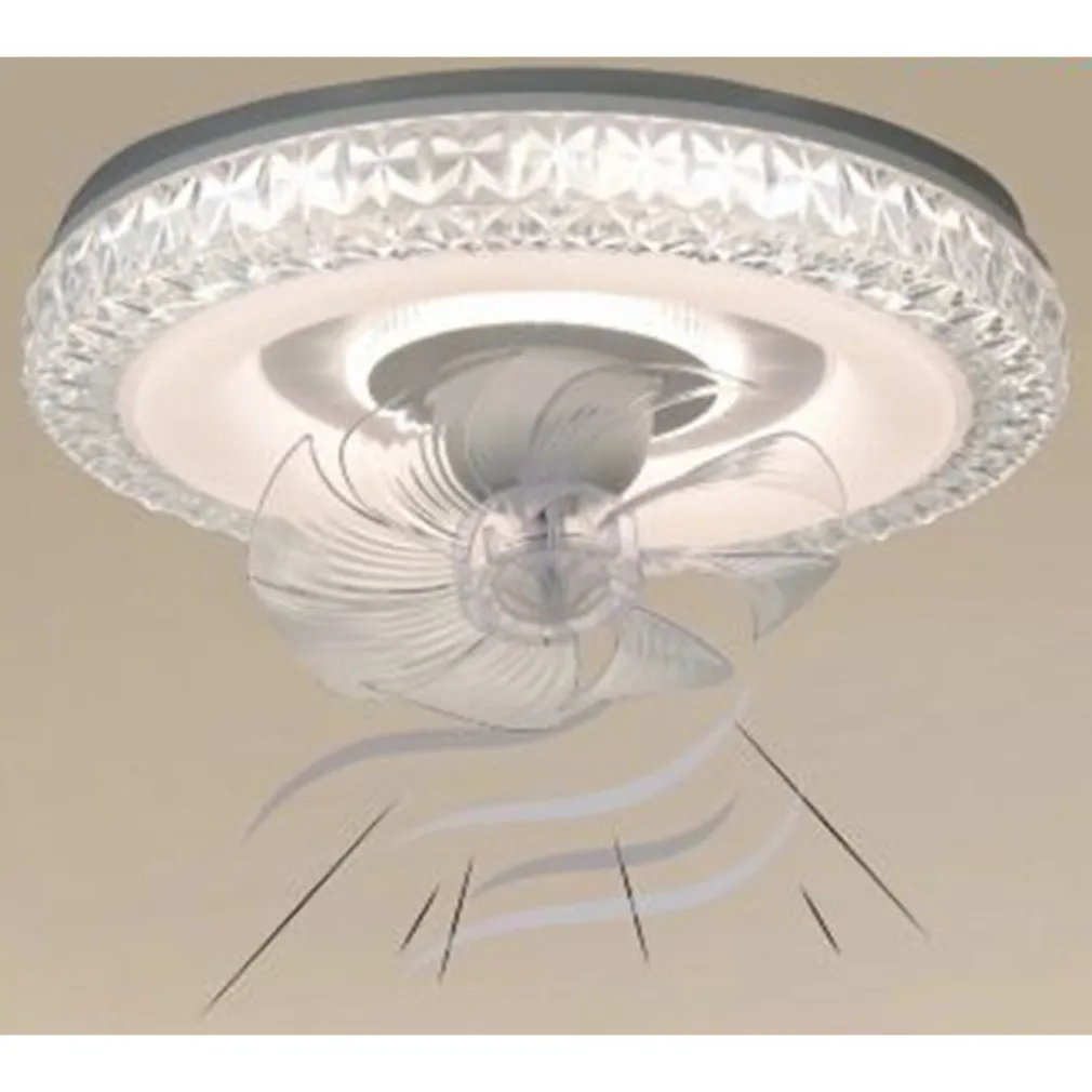 PLAFONIERA SOFFITTO TONDA CRISTALLI VENTOLA LAMPADA VENTILATORE LUCE 3200K-6500K 33238