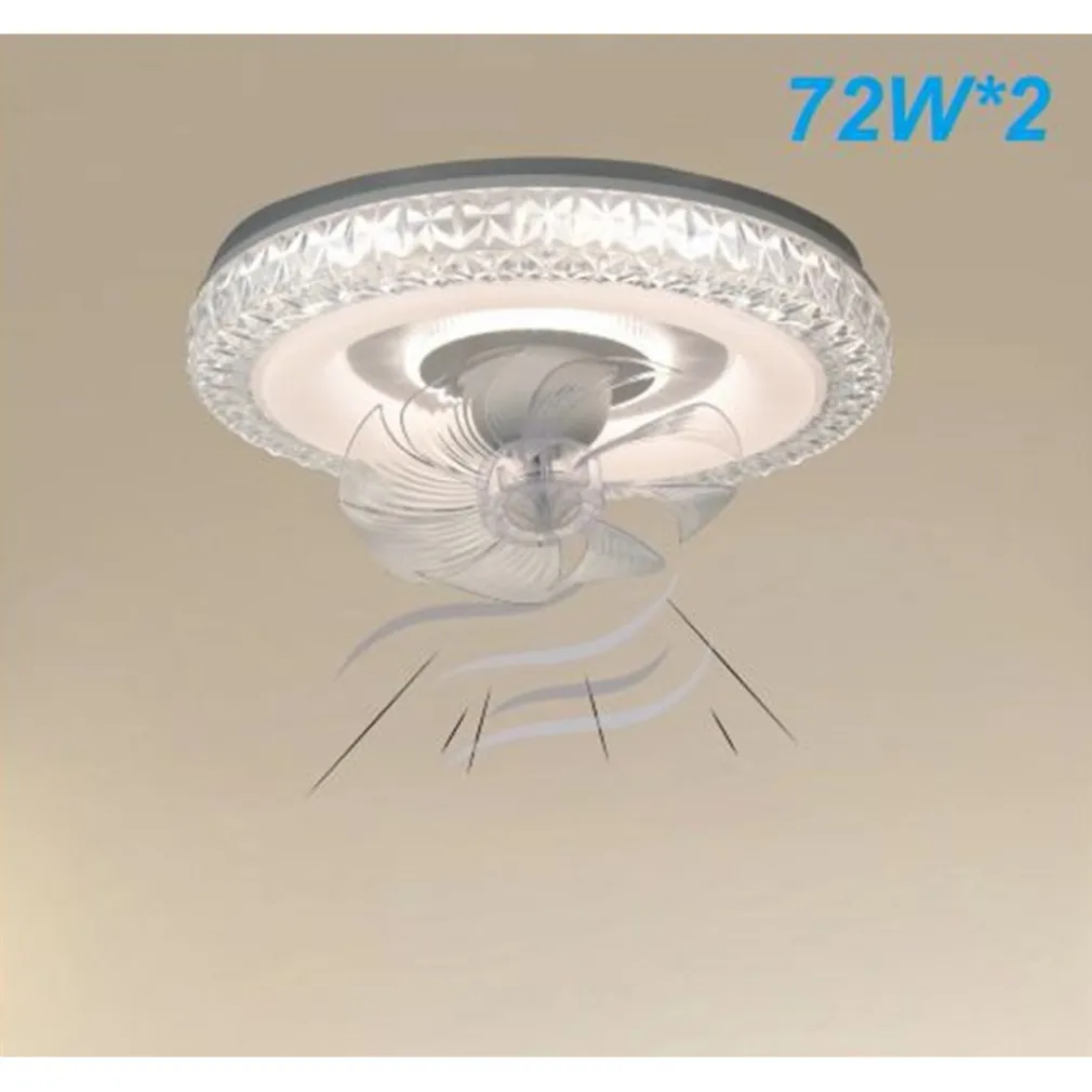 PLAFONIERA SOFFITTO TONDA CRISTALLI VENTOLA LAMPADA VENTILATORE LUCE 3200K-6500K 33238