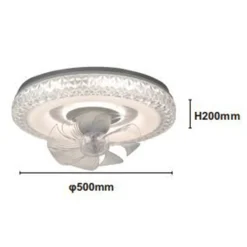 PLAFONIERA SOFFITTO TONDA CRISTALLI VENTOLA LAMPADA VENTILATORE LUCE 3200K-6500K 33238