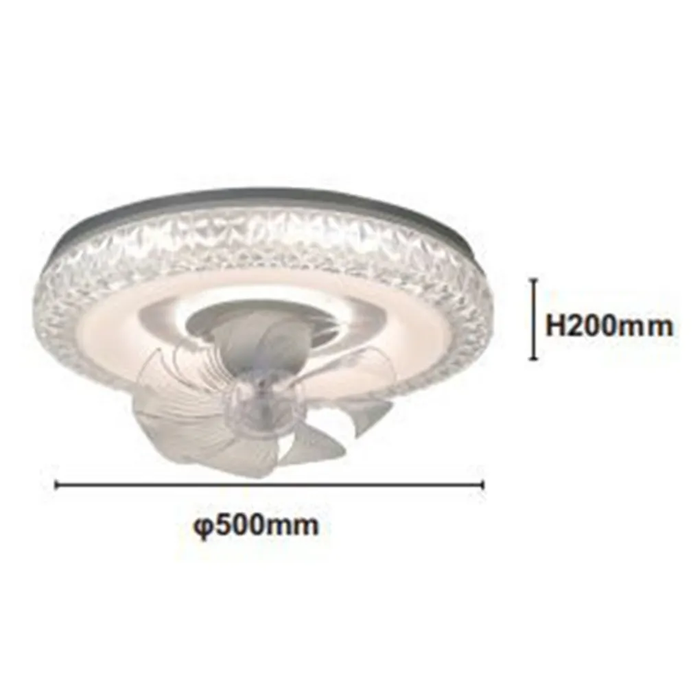 PLAFONIERA SOFFITTO TONDA CRISTALLI VENTOLA LAMPADA VENTILATORE LUCE 3200K-6500K 33238