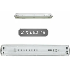 PLAFONIERA STAGNA 2 NEON LED TUBO T8 G13 150 CM DA PARETE SOFFITTO IP65 T8-150S