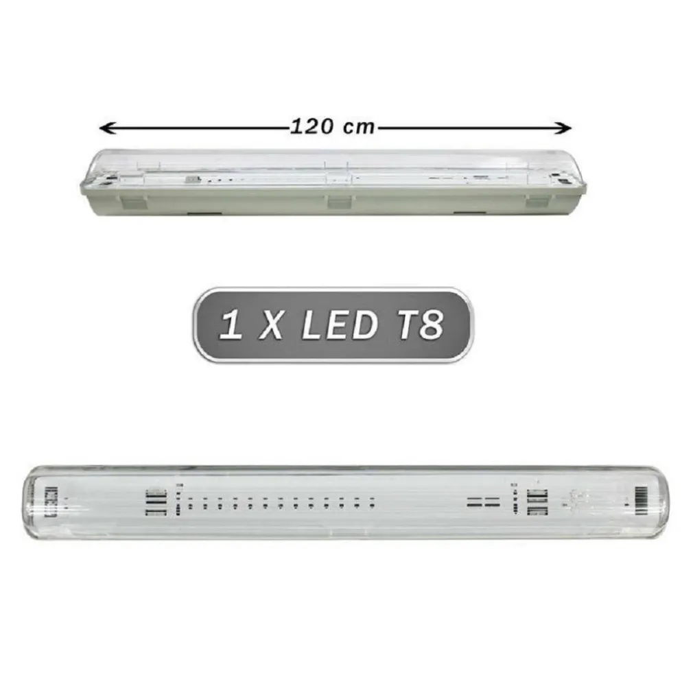 PLAFONIERA STAGNA 1 NEON LED TUBO T8 G13 DA 120 CM PARETE SOFFITTO IP65 T8-120SS