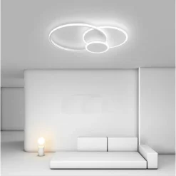PLAFONIERA TONDA A 3 CERCHI LED A TRIPLA COLORAZIONE DI LUCE 37W ULTRA MODERNO C32-3C