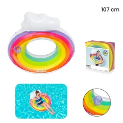 POLTRONA GONFIABILE CON SCHIENALE PORTABICCHIERE FASHION RAINBOW DREAM 107CM 43647