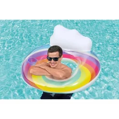 POLTRONA GONFIABILE CON SCHIENALE PORTABICCHIERE FASHION RAINBOW DREAM 107CM 43647