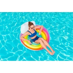 POLTRONA GONFIABILE CON SCHIENALE PORTABICCHIERE FASHION RAINBOW DREAM 107CM 43647