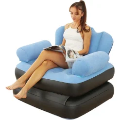 POLTRONA GONFIABILE DIVANO LETTO AD ARIA PIEGHEVOLE PORTATILE MATERASSO CAMPEGGIO