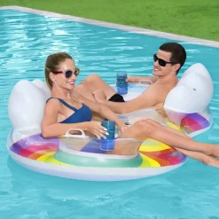 POLTRONA GONFIABILE DOPPIA RAINBOW DREAM 186X116 CM MANIGLIE PORTALATTINE 43648