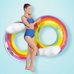 POLTRONA GONFIABILE DOPPIA RAINBOW DREAM 186X116 CM MANIGLIE PORTALATTINE 43648