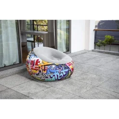POLTRONA GONFIABILE POUF PUFFO GRAFFITI STREET ART 112X112X66 CM 3 COLORI 75075