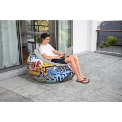 POLTRONA GONFIABILE POUF PUFFO GRAFFITI STREET ART 112X112X66 CM 3 COLORI 75075