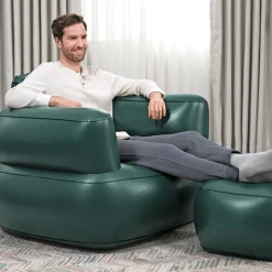 POLTRONA GONFIABILE RELAX COMFORT CON BRACCIOLI POUF POGGIAPIEDI COMFI CUBE 107X99X80CM