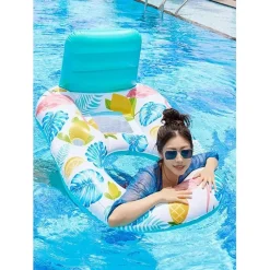 POLTRONA LOUNGE GONFIABILE GALLEGGIANTE CON PORTABICCHIERI PISCINA 170X110CM 628534