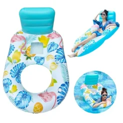 POLTRONA LOUNGE GONFIABILE GALLEGGIANTE CON PORTABICCHIERI PISCINA 170X110CM 628534