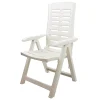 POLTRONA PIEGHEVOLE DA GIARDINO CON SCHENALE REGOLABILE COMODI BRACCIOLI BIANCA 008939