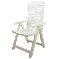 POLTRONA PIEGHEVOLE DA GIARDINO CON SCHENALE REGOLABILE COMODI BRACCIOLI BIANCA 008939