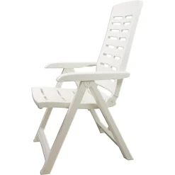 POLTRONA PIEGHEVOLE DA GIARDINO CON SCHENALE REGOLABILE COMODI BRACCIOLI BIANCA 008939