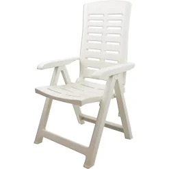 POLTRONA PIEGHEVOLE DA GIARDINO CON SCHENALE REGOLABILE COMODI BRACCIOLI BIANCA 008939