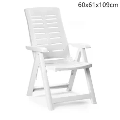 POLTRONA PIEGHEVOLE DA GIARDINO CON SCHENALE REGOLABILE COMODI BRACCIOLI BIANCA 008939