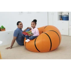POLTRONA POUF GONFIABILE DESIGN PALLA DA BASKET BAMBINI RAGAZZI 114X112X66CM 75103