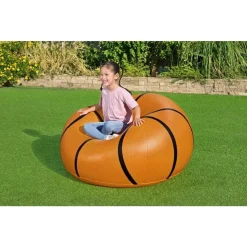 POLTRONA POUF GONFIABILE DESIGN PALLA DA BASKET BAMBINI RAGAZZI 114X112X66CM 75103
