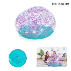 POLTRONA POUF GONFIABILE GLITTER DREAM PER BAMBINI +6 ANNI 114 X 112 X 66 CM 75115