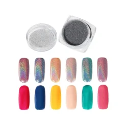 POLVERE PIGMENTI OLOGRAFICO PENNELLO APPLICATORE EFFETTO SPECCHIO UNGHIE 5G