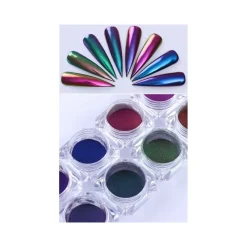 POLVERE PIGMENTI SCAGLIE OLOGRAFICO PENNELLO EFFETTO SPECCHIO CHROME NAIL ART