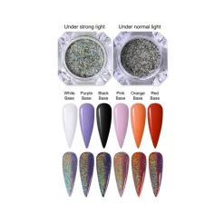 POLVERE PIGMENTI SCAGLIE OLOGRAFICO PENNELLO APPLICATORE EFFETTO SPECCHIO NAIL