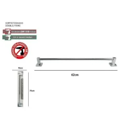 PORTA ASCIUGAMANI ASCIUGAMANO ACCIAIO BAGNO FISSAGGIO A PARETE 60CM SQUARE 59191