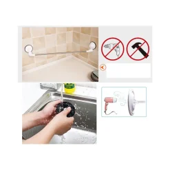 PORTA ASCIUGAMANI ASCIUGAMANO A DUE PARETE CON ATTACCO A VENTOSA 270° ANGOLARE