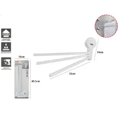PORTA ASCIUGAMANI ASCIUGAMANO A PARETE 3 BRACCI CON ATTACCO A VENTOSA PER BAGNO