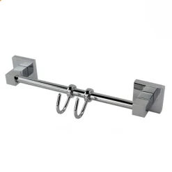 PORTA ASCIUGAMANI CON 2 GANCI APPENDINI FISSAGGIO A PARETE BAGNO SQUARE 59194