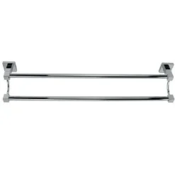 PORTA ASCIUGAMANI DOPPIO IN ACCIAIO BAGNO FISSAGGIO A PARETE 60CM SQUARE 59192