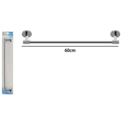PORTA ASCIUGAMANI LUNGO DA 60 CM IN ACCIAIO CROMATO ACCESSORIO PER ARREDO DA BAGNO 87923