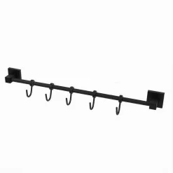 PORTA ASCIUGAMANI MANIGLIA CON 5 GANCI MODERNO FISSAGGIO A PARETE BAGNO NERO 79993
