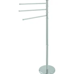 PORTA ASCIUGAMANI PIANTANA ACCIAIO 3 ASTE GIREVOLI 360° BASE TONDA ALTEZZA 93 CM