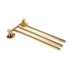 PORTA ASCIUGAMANI TRE ASTE SUPPORTO PER BAGNO DA MURO CASA DORATO ORO DGO-111