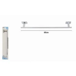 PORTA ASCIUGAMANO ACCIAIO MODERNO FISSAGGIO PARETE ARREDO BAGNO CUBO 60 CM 87212