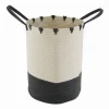 PORTA BIANCHERIA SPORCA CESTO TESSUTO CESTINO BICOLORE CON MANICI 35X45 CM 10665