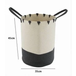PORTA BIANCHERIA SPORCA CESTO TESSUTO CESTINO BICOLORE CON MANICI 35X45 CM 10665