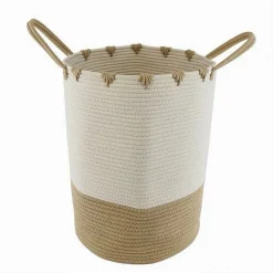 PORTA BIANCHERIA SPORCA CESTO TESSUTO CESTINO BICOLORE CON MANICI 35X45CM 10661