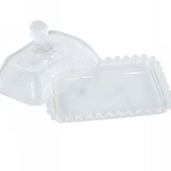 PORTA BURRO RETTANGOLARE IN VETRO TRASPARENTE BURRIERA BOMBONIERA CM 14.5X11